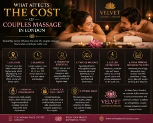 Learn what affects the cost of couples massage in London, including session length, therapist experience, location, and services offered.